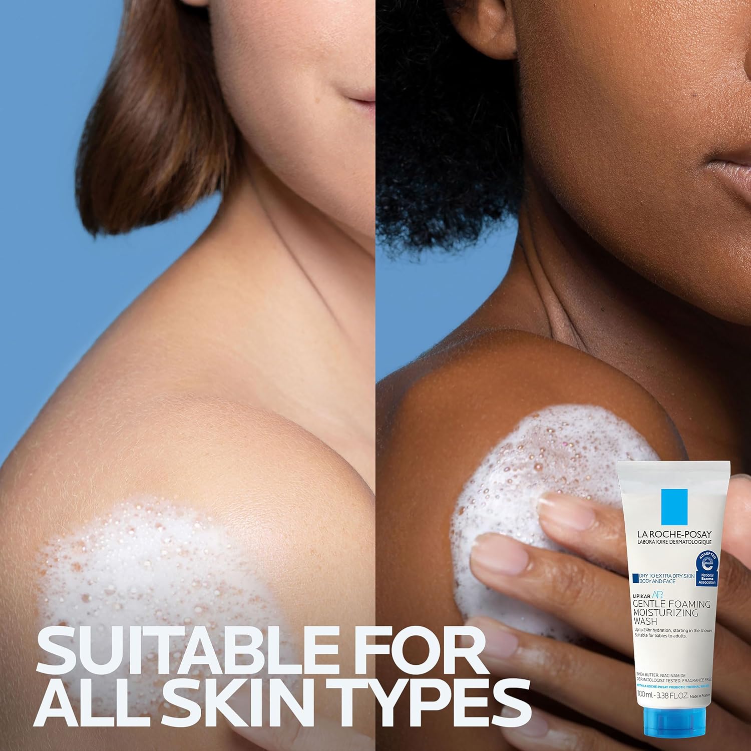 La Roche-Posay Lipikar Ap+ Gentle Foaming Moisturizing Wash, Shea Butter + Niacinamide + Glycerin, Moisturizing Body Wash For Dry Skin, National Eczema Association Accepted, Dermatologist Tested