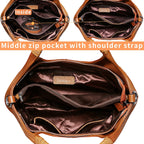 Iswee Genuine Leather Shoulder Bags Purses and Handbags for Women Satchel Designer Cross Body Hobo Medium Size Tote