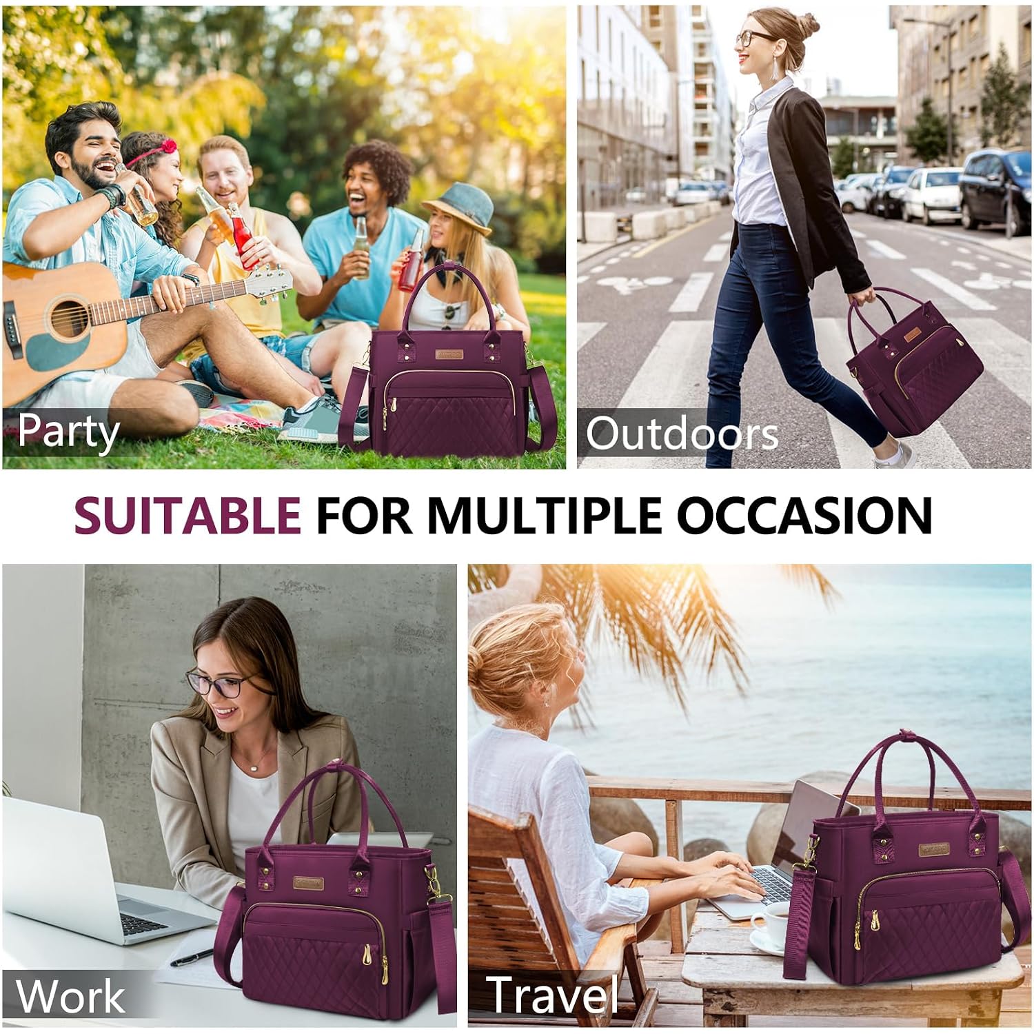 Miycoo Lunch Bag Lunch Box Women - Leakproof Insulated Lunch Cooler Bag For Women - Large Lunch Tote Bags Adults, Purple