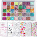 Fandamei Face Glitter Face Gems, 40 Colors Glitter Gel Palette With 6 Sheets Self Adhesive Hair Gems, Face Jewels For Women. Face Rhinestones Pearls For Women, Body Hair Glitter