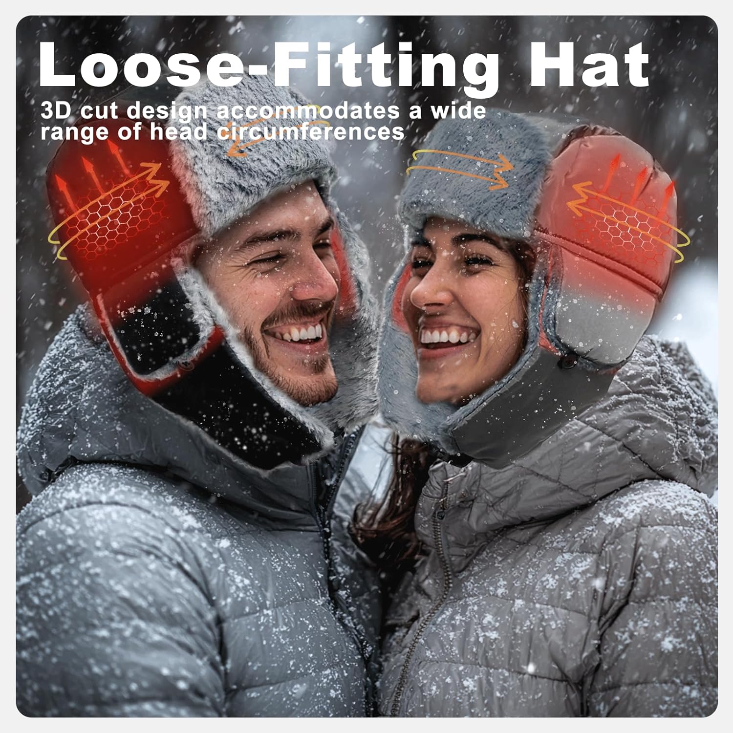 Heated Trapper Hat, 24.8 Inch Electric Winter Heated Hat with Rechargeable Battery for Men Women