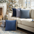 MIULEE Blue Decorative Pillow Covers 18x18 Inch Set of 4 Boho Western Farmhouse Home Decor Couch Throw Pillows Summer Coastal Corduroy Pillowcases Industrial for Sofa Living Room Bed