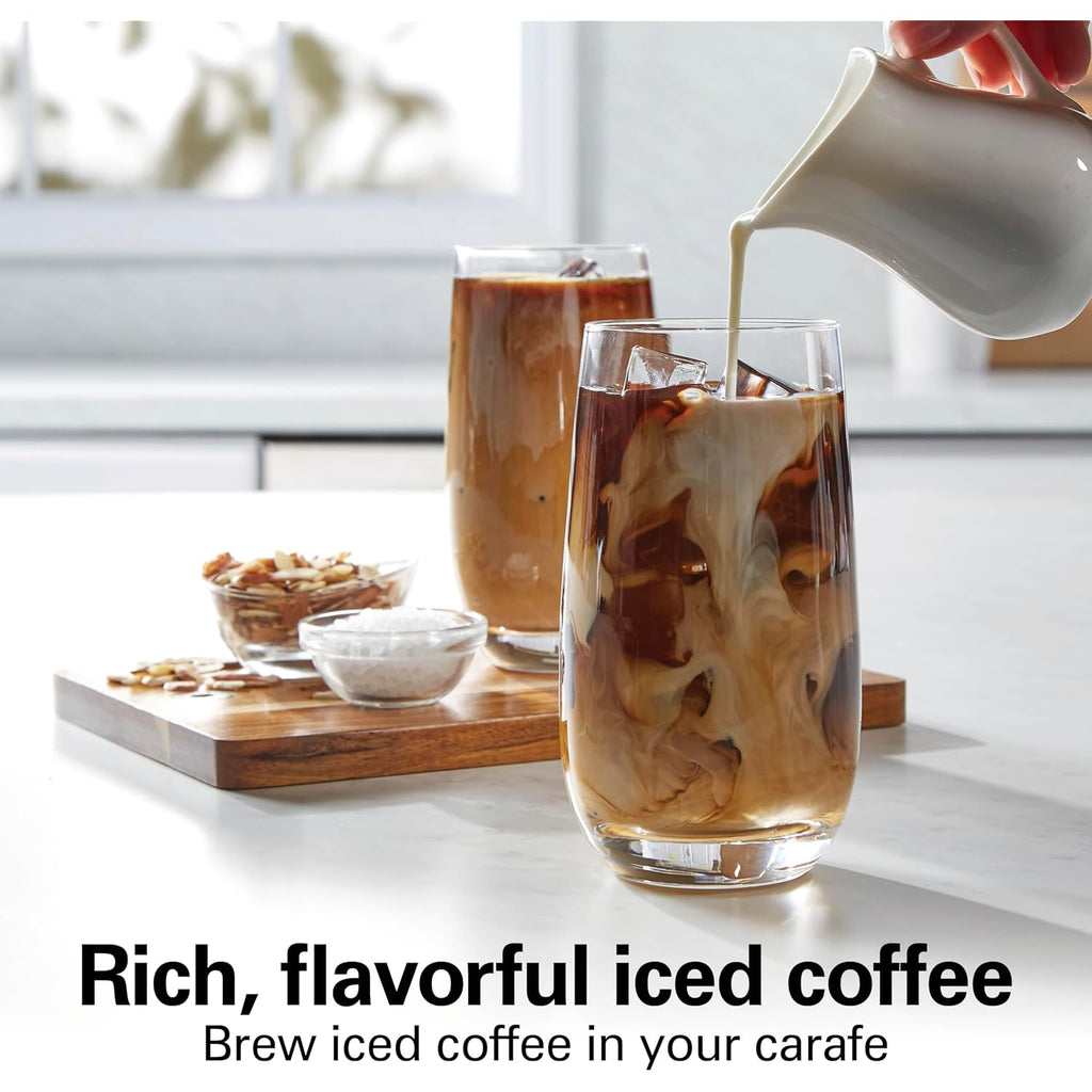 Hamilton Beach 12 Cup Programmable Hot & Iced Coffee Maker | Glass Carafe | Auto-Pause And Pour | 4-Hour Auto Shutoff | Black With Chrome Accents | 43690J
