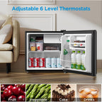 Midea Whs-65Lb1 Mini Fridge, 1.6 Cu.Ft Energy Star Certified Mini Refrigerator, Adjustable Thermostat, Reversible Door, Low Noise For Dorm, Office, Bedroom, Black