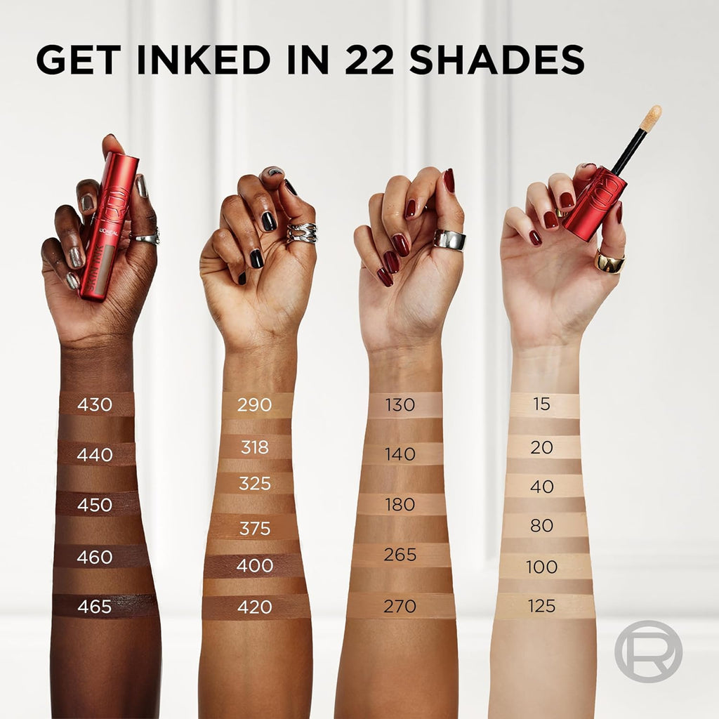 L'Oreal Paris Infallible Skin Ink 2-in-1 Foundation Concealer Hybrid Face Makeup, up to 48HR Transfer-Resistant with Medium Coverage, 80 Light Warm
