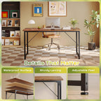55 Inch Computer Desk, Home Office Desk With Spacious Desktop, Rustic Brown