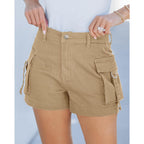 Cargo Shorts for Women Trendy High Wasited Casual Summer Stretchy Utility Cut Off Shorts with Pockets