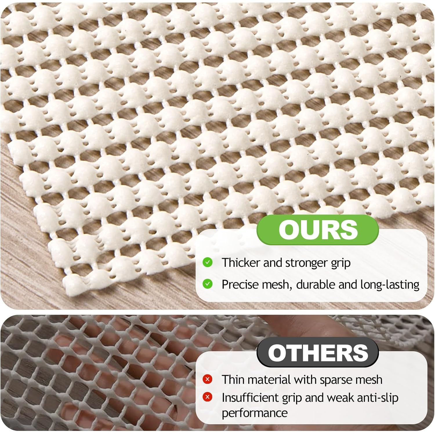Songrey Non-Slip Rug Pad 5x7 FT, Extra Thick Carpet Pads for Hard Surfaces, Prevents Sliding and Secures Rugs, Provides Floor Protection with Comfort Cushioning