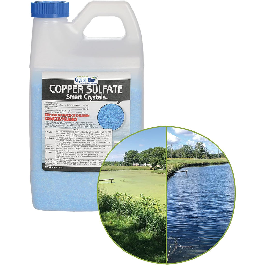 Crystal Blue Copper Sulfate Algaecide - Granular Aquatic Grade Copper Sulfate For Pond Algae Control - 5 Pounds