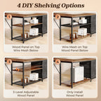 61" L Shaped Desk With Power Outlets & Usb-C Port, Reversible Computer Corner Office Desk With 4 Fabric Drawers And 2 Storage Shelves, Large Desk For Gaming Writing Study, Rustic Brown
