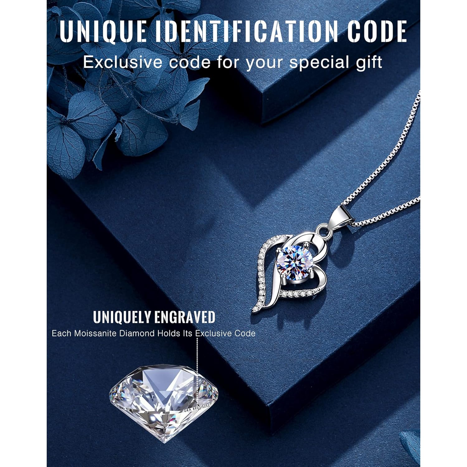 Wedding Anniversary Jewelry Gift for Wife from Husband, Wife Birthday Gift Idea, 1 Carat Moissanite Diamond Pendant Necklace in 925 Sterling Silver with 2 Chains, Romantic and Elegant Present for Her