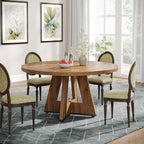Tribesigns Farmhouse Dining Table, 47 Inch Round Dinner Table For 4, Rustic Round Dining Room Table For Home Dining Room Living Room (Wood)