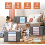 90L Large Storage Bags, 6 Pack Clothes Storage Bins Closet Organizers | Foldable Storage Containers, With Reinforced Handle, For Clothing, Blanket, Comforters, Bed Sheets, Pillows And Toys,Gray