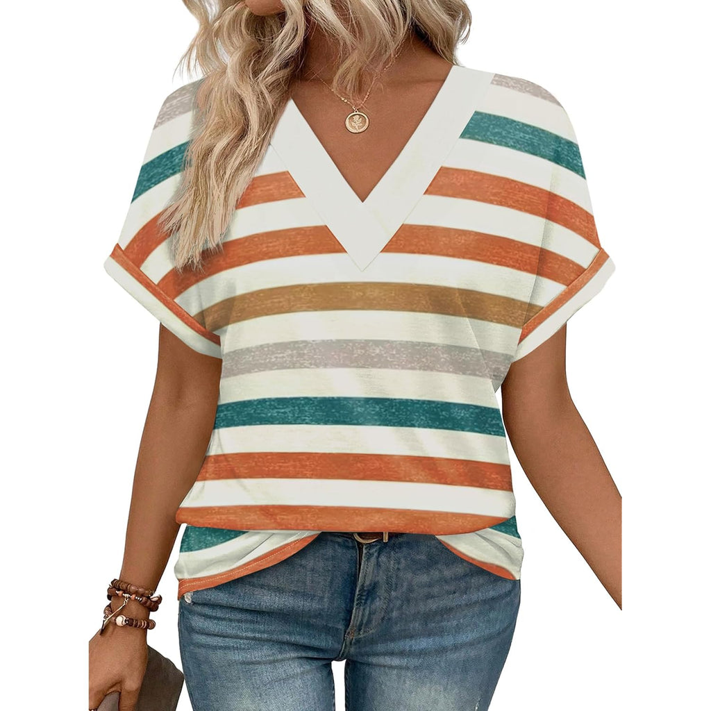 Womens Summer Tops Short Dolman Sleeve Shirts 2026 Fashion V Neck Outfits Clothes