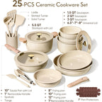 Carote 25Pcs Ceramic Cookware Set, Pots And Pans Set Non Stick, Rv Kitchen Cooking Set Removable Handles, Oven Safe, Induction Cookware, Non-Toxic Kitchen Cooking Set, Pfas And Pfoa Free
