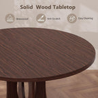 47.2-Inch Round Dining Table, Kitchen Table For 4-6, Farmhouse Circle Dining Room Table, Space Saving Wood Kitchen & Dining Room Furniture, Black Oak