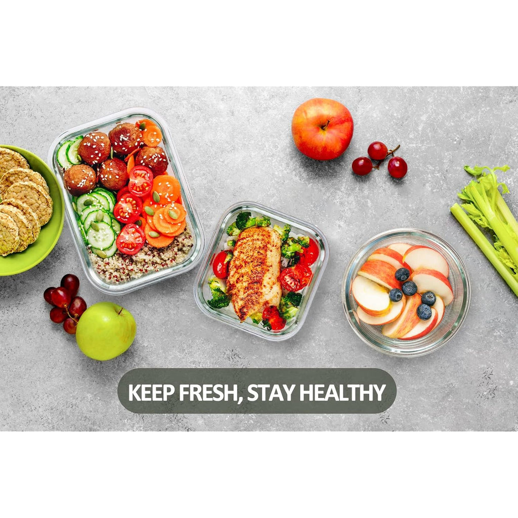 M MCIRCO 24-Piece Glass Food Storage Containers with Upgraded Snap Locking Lids,Glass Meal Prep Containers Set - Airtight Lunch Containers, Microwave, Oven, Freezer and Dishwasher