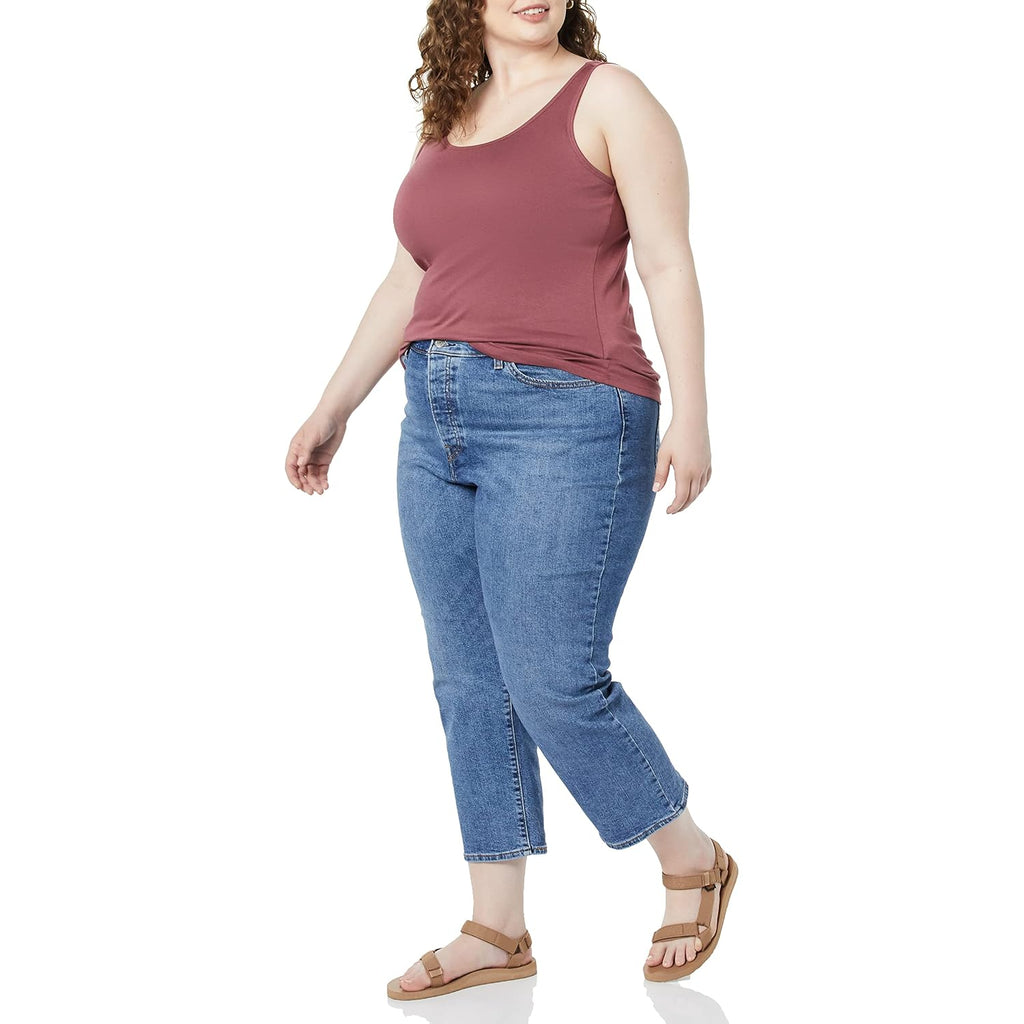 Amazon Essentials Women's Plus Size Slim Fit Scoop Neck Tank Top, Multipacks