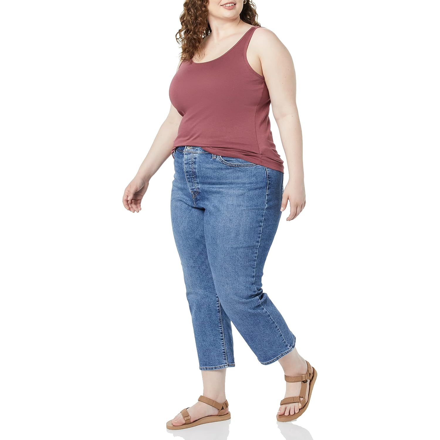 Amazon Essentials Women'S Plus Size Slim Fit Scoop Neck Tank Top, Multipacks