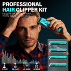 4-In-1 Men'S Hair Clippers Kit, Includes Nose Hair Trimmer, Electric Shaver, And Engraving Trimmer, Wireless Usb Rechargeable Grooming Set, Blue Ombre Design, Ideal Gift For Men (Blue)