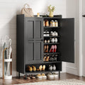 Shoe Cabinet With Cross Molding Doors, 6-Tier Shoe Storage Cabinet With 3 Adjustable Shelves And Metal Legs, 45'' Tall Shoes Rack Organizer Cabinet For Entryway, Front Door, Black
