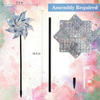 10 Pack Reflective Pinwheels With Stakes (Assembly Required), Extra Sparkly Pin Wheel For Garden Decor, Bird Repellent Devices Deterrent To Scare Birds Away From Yard Patio Farm