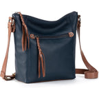 The Sak Ashland Crossbody Bag in Leather, Adjustable Crossbody Strap, Indigo
