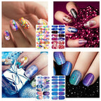 12 Sheets Nail Polish Strips Self Adhesive Gel Nail Stickers Full Nail Wraps for Women Girl Graffiti Gradient Starry Sky Nails Design Gel Strips Manicure Nail Art Accessories