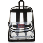 Jansport Clear Pack – 25.5L Transparent Backpack, Large Main Compartment, Side Water Bottle Pocket, Front Zippered Pocket, Mesh Bottom Panel, Clear