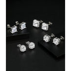 Zankulas Cubic Zirconia Stud Earrings for Women Mens Earrings Hypoallergenic Square CZ Studs Set