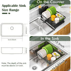 Kmiectse Dish Drying Rack - Space-Saving Small Dish Rack for Kitchen Counter, Rust-Resistant Kitchen Drying Rack, Compact Dish Drainer Organizer with Utensil Holder for Home Kitchen, Black