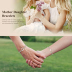JoycuFF Mother Daughter Bracelets Set, Natural Amazonite Stainless Steel Heart Jewelry for Women, Mothers Day Gifts for Mom/Daughter, Adjustable Matching Bracelets for Mommy and Me Gifts