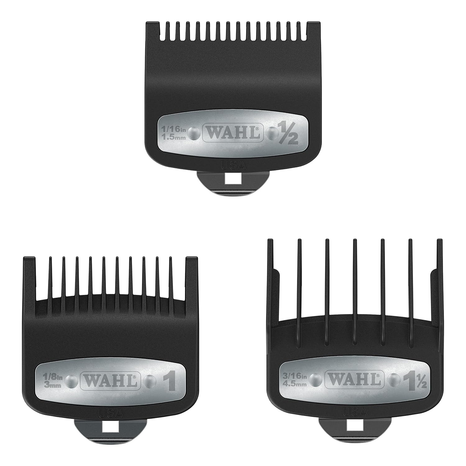 Wahl Professional 3 Pack Premium Attachments, Secure-Fit Clipper Comb Set, Durable, Includes 1/2", 1", And 1 1/2" Sizes