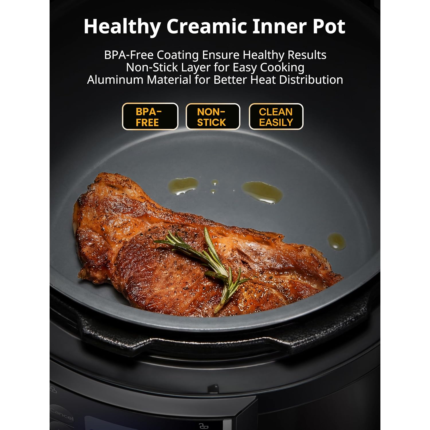 Comfee’ 12-In-1 Electric Pressure Cooker, Instant Multi, Non-Stick Pot, Yogurt Maker, Rice Cooker, Slow, Sauté Steamer, Pressure Cooker 6 Quart Black