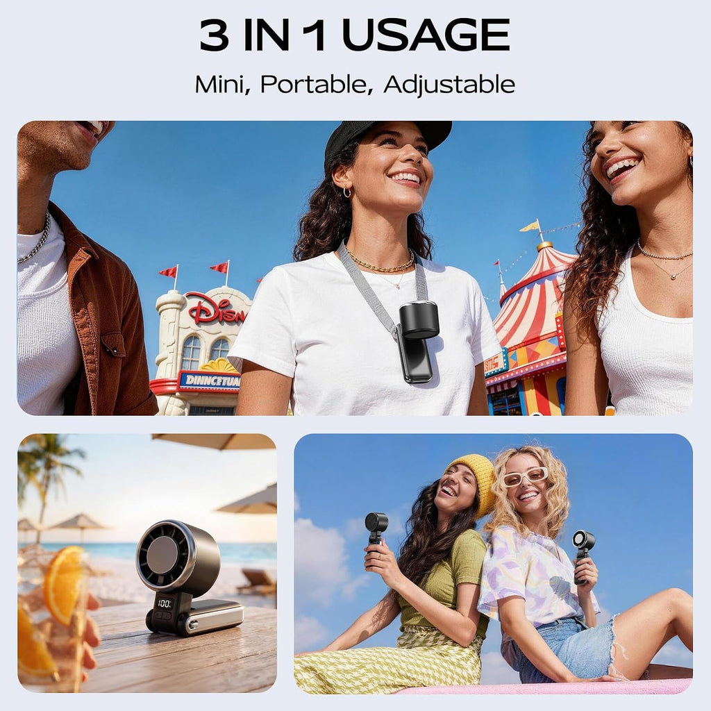 Portable Handheld Fan With Ice Cooling-5 Gear High Speed Turbo Personal Fan Rechargeable,Up To 13 Hrs,Mini Fan Handheld,Europe Travel Essentials Accessories, Beach Vacation, Gifts For Women