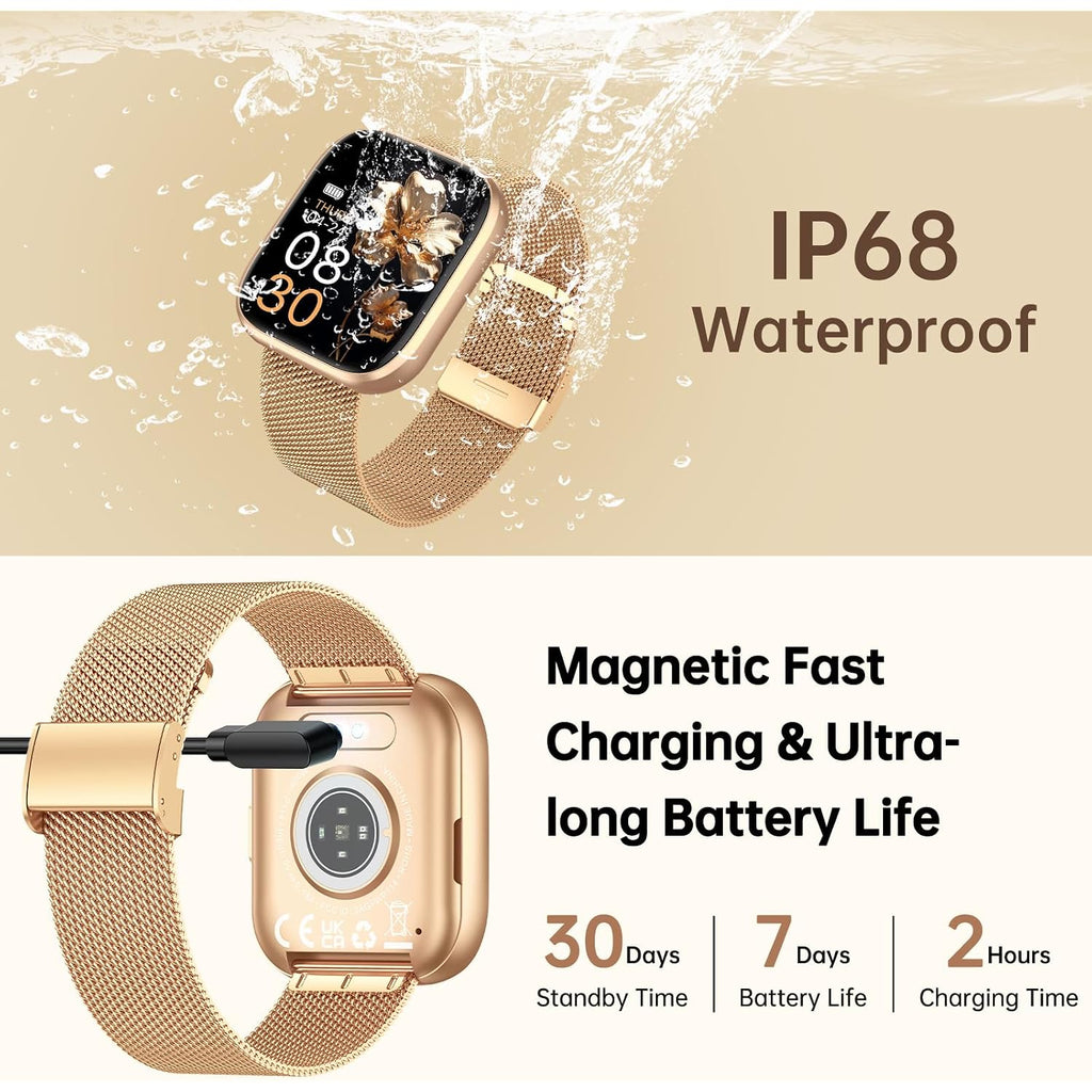 Smart Watches For Women, 1.91" Hd Fitness Tracker (Answer/Make Calls), Ip68 Waterproof, 120+ Sport Modes With Heart Rate And Sleep Monitor, Fitness Watch For Iphone/Android