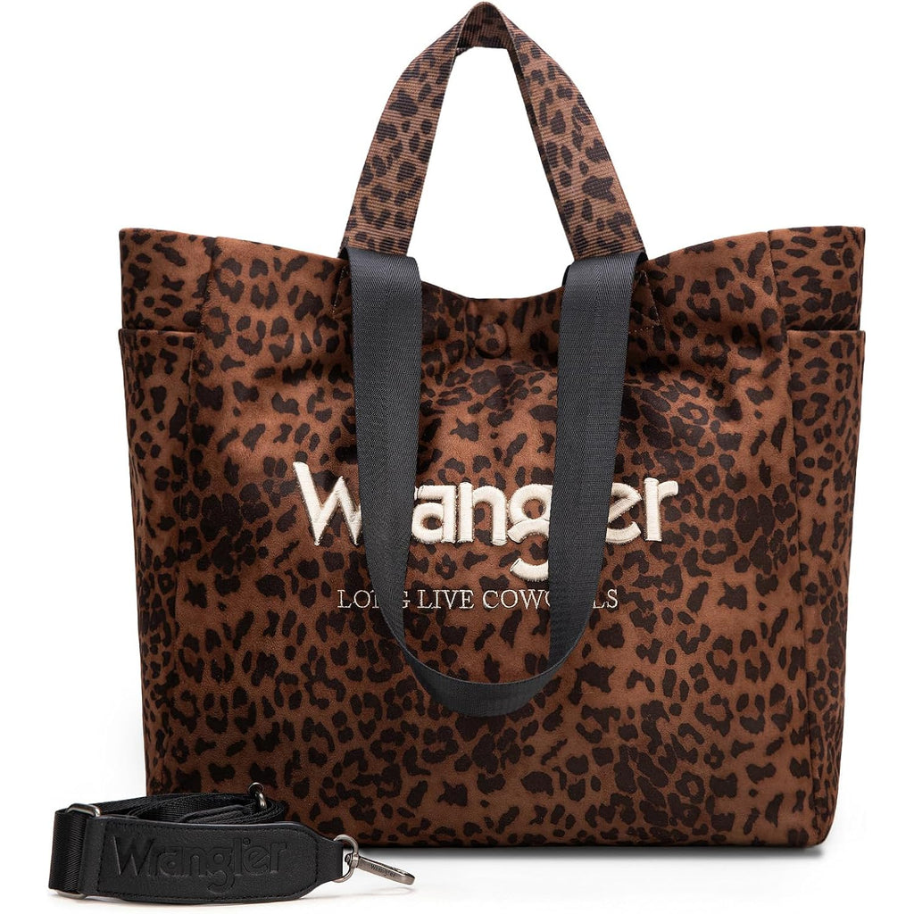 Montana West Wrangler Large Tote Bag for Women Designer Leopard Print Purse for Travel Work Gym