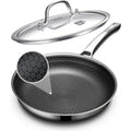 OATOFP Non Stick Frying Pans 12 inch, Hybrid Improved Version Frying Pans Nonstick with Lid,non stick Stainless Steel Skillets, Dishwasher and Oven-Safe Chef Pan, PFOA Free Cookware upgraded design