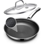 OATOFP Non Stick Frying Pans 12 inch, Hybrid Improved Version Frying Pans Nonstick with Lid,non stick Stainless Steel Skillets, Dishwasher and Oven-Safe Chef Pan, PFOA Free Cookware upgraded design