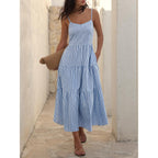 Anrabess Womens Summer Midi Dresses Casual Striped Plaid Sleeveless Flowy Maxi Dress 2026 Beach Vacation Sundress