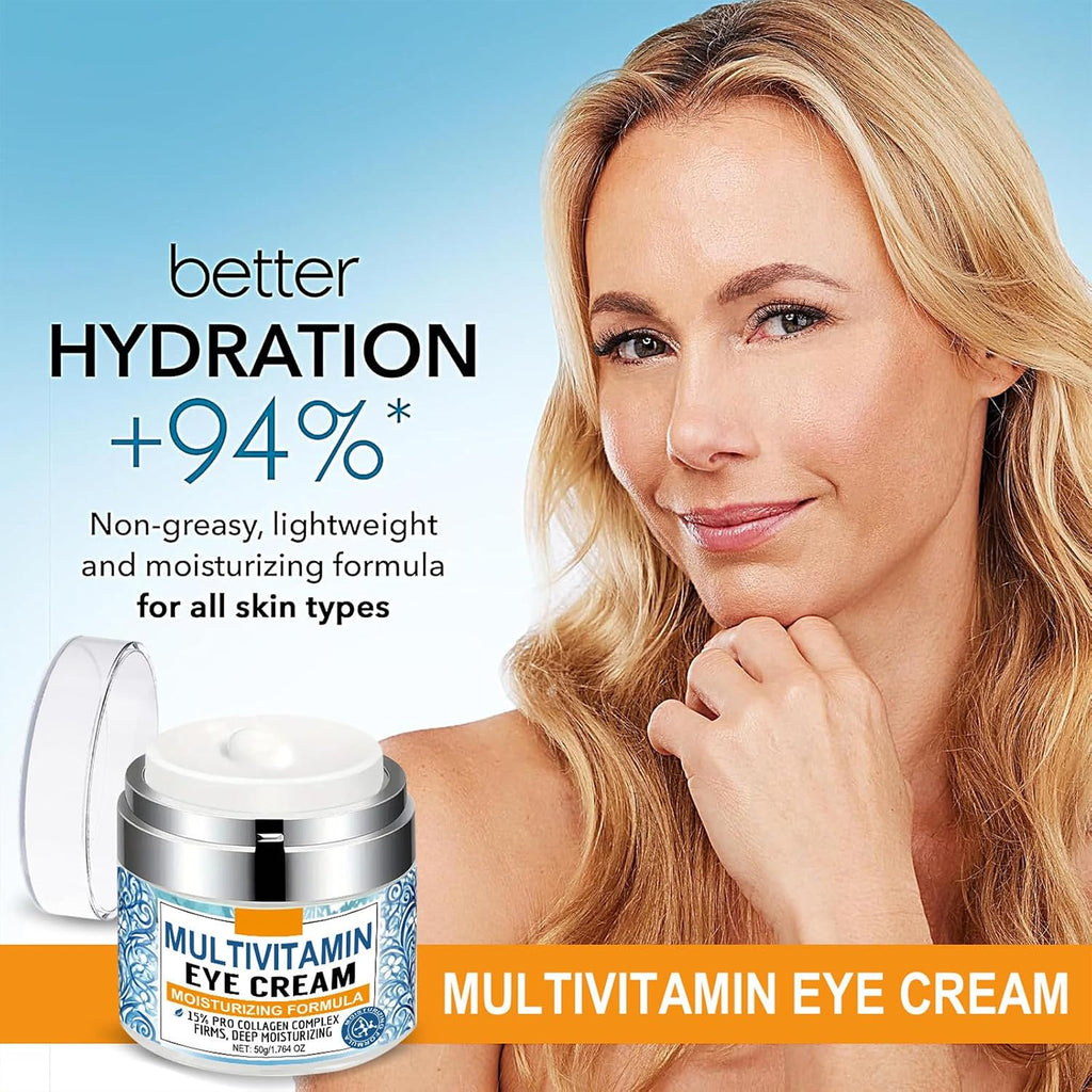 Collagen Complex Eye Cream – Moisturizing & Firming Under Eye Treatment With Tripeptide Complex, Rice Bran & Olive Oil – Hydrating Anti-Aging Cream For Dark Circles, Puffiness & Wrinkles, 1.764Oz