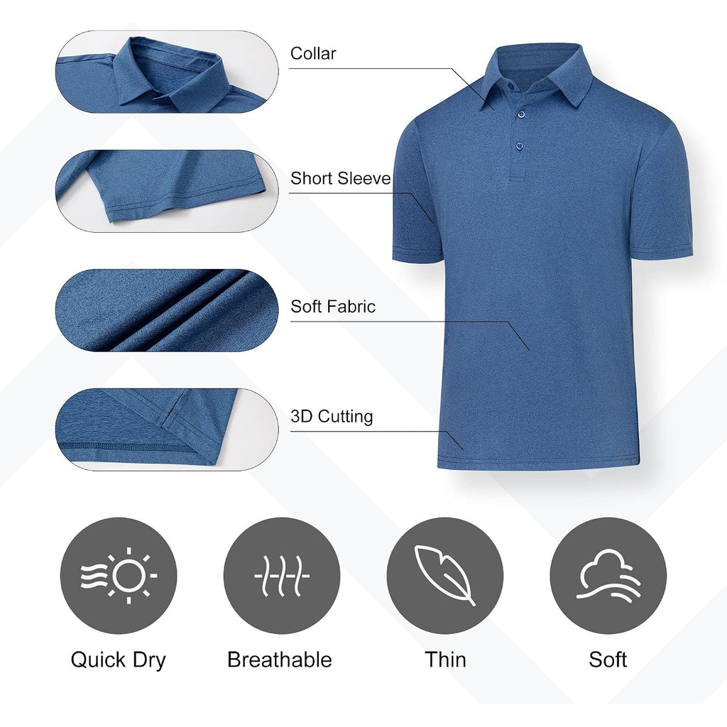 Balennz Golf Polos For Men Quick-Dry Athletic Mens Polo Shirts Short Sleeve Summer Casual Moisture Wicking Golf Shirt