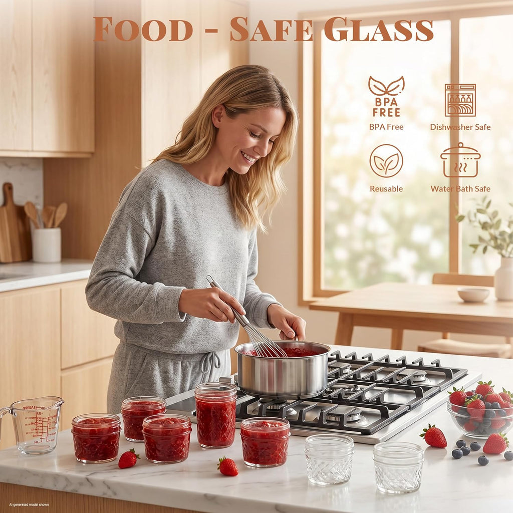 Cyclemore 40 Pcs 4Oz Clear Glass Mini Mason Jars With Silver Separable Lids And Diamond Appearance, Small Spice Canning Jars For Honey, Jam, Jelly, Wedding Favors, Kitchen Food Storage