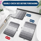 OLANLY Bathroom Rugs Sets 3 Piece, Soft Absorbent Microfiber Bath Mats and U-Shaped Contour Toilet Rug, Machine Wash Dry, Plush Shaggy Bath Mat Set for Bathroom (30"x20"+24"x16"+24"x20", Grey)