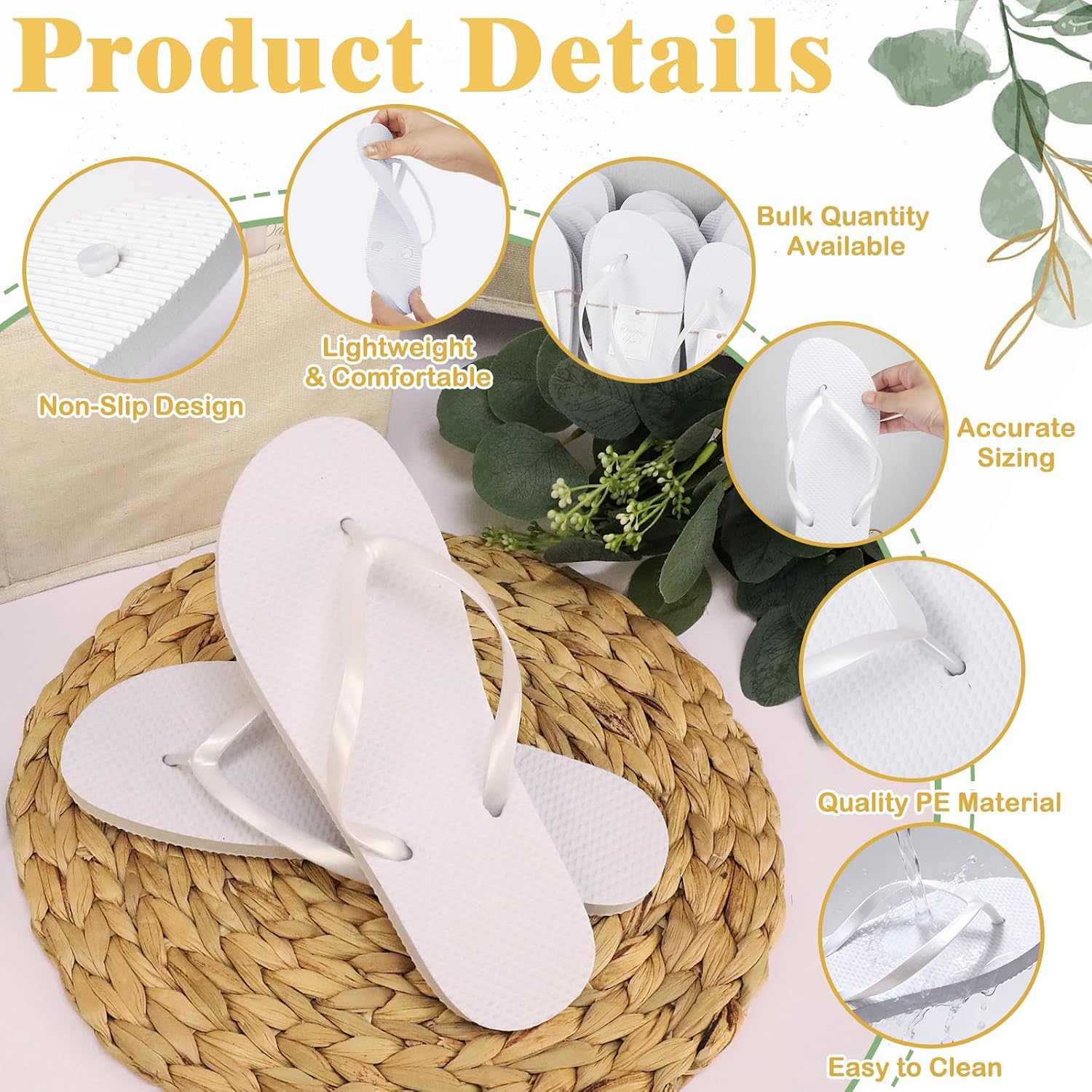 24/36/48 Pairs Flip Flops Bulk For Wedding Guests, Women Wedding Sandals & 1/2 Collapsible Linen Storage Bins & Display Sign, Comfortable Bride Slippers For Reception Beach Pool Party Favors