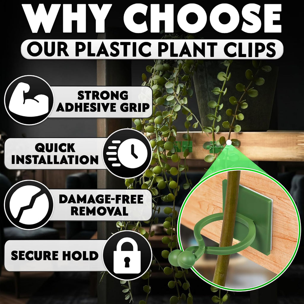 110 Pcs Self-Adhesive Climbing Plant Wall Clips For Vines (Green) | Adhesive Plant Clips For Climbing Plants, Pothos, And Ivy; 40 Small, 40 Medium, 30 Large Sizes In Set; For Indoor & Outdoor