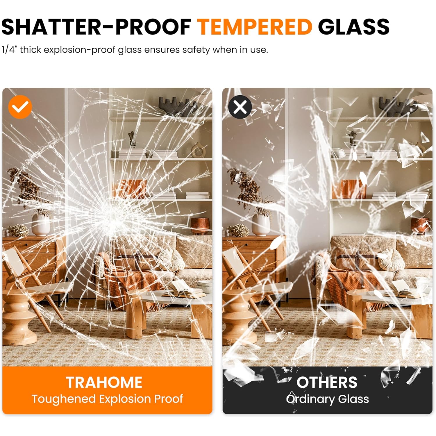 TRAHOME Bathroom Vanity Mirror for Wall, 2 Pack 36" x 24" Metal Framed Rectangular Bathroom Wall Mirror for Over Sink, HD Shatterproof Glass, Hangs Horizontally or Vertically(Black)