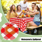misaya 4 Packs Buffalo Disposable Table Cloth, 54 x 108 Inch Waterproof Plastic Tablecloth, Rectangle Red and White Checkered Table Covers for Picnic, Birthday, Party