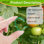 Ciqiyo® 100 Pcs Plant Support Clips,Plastic Clips For Securing Plants | Tomato Vine Clips,Garden Clips For Climbing Plants,Grape And Vine Vegetables,Reusable,Vacuum Packaging (100, Green)