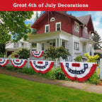 2X4 Ft American Pleated Fan Flag, Patriotic Half Fan Bunting Flag, Indoor Outdoor For Red White Blue Usa 250Th Anniversary 4Th Of July Decoration Patriotic Decor Memorial Day (Set Of 5)